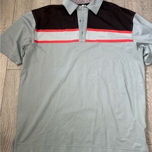 FootJoy Gray and Black Golf Polo with Red Stripes
